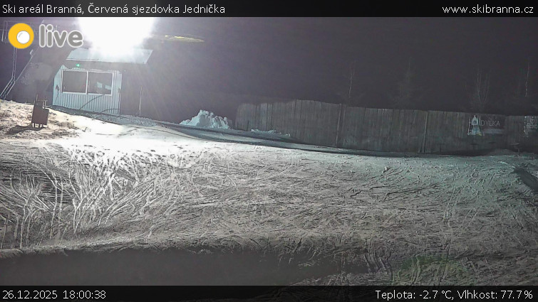 Ski areál Branná - Červená sjezdovka Jednička - 26.12.2025 v 18:00