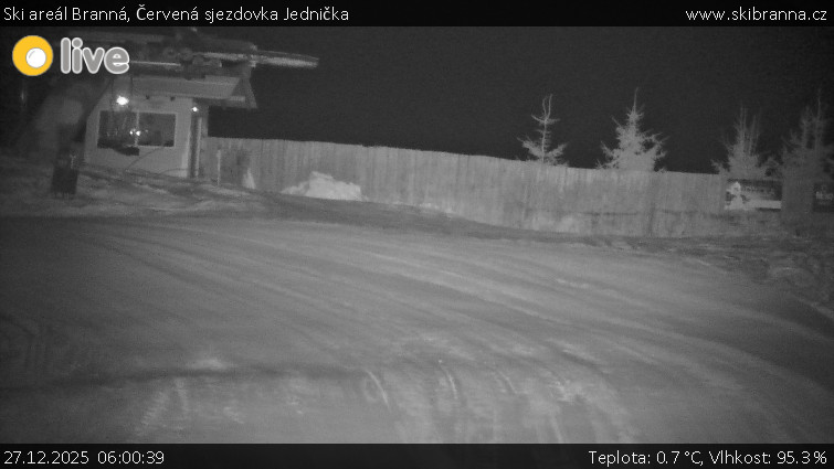 Ski areál Branná - Červená sjezdovka Jednička - 27.12.2025 v 06:00