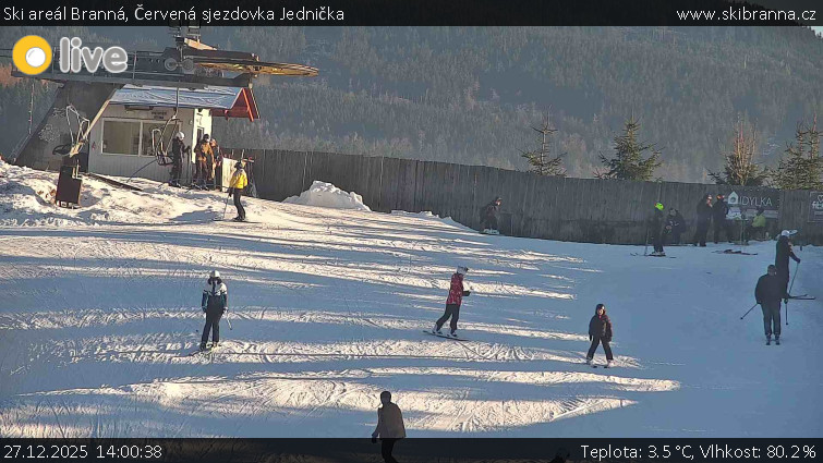 Ski areál Branná - Červená sjezdovka Jednička - 27.12.2025 v 14:00
