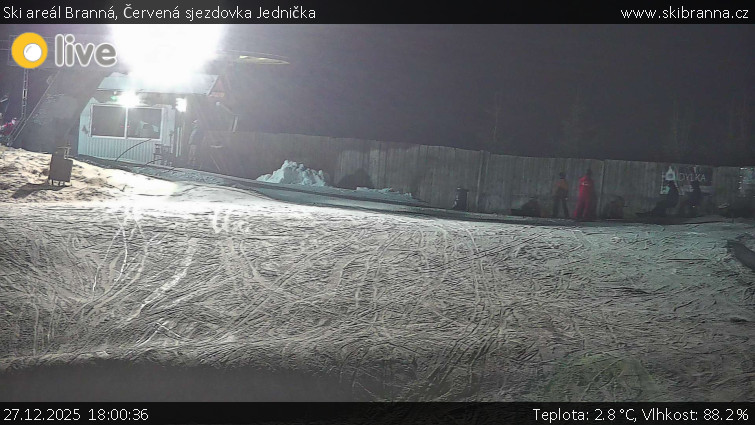 Ski areál Branná - Červená sjezdovka Jednička - 27.12.2025 v 18:00