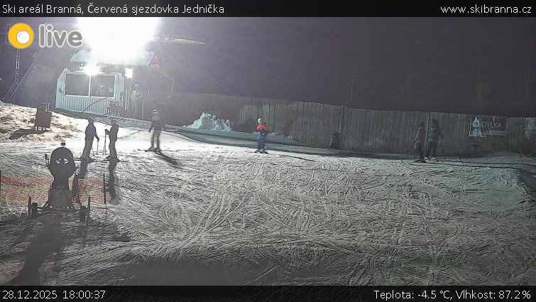 Ski areál Branná - Červená sjezdovka Jednička - 28.12.2025 v 18:00