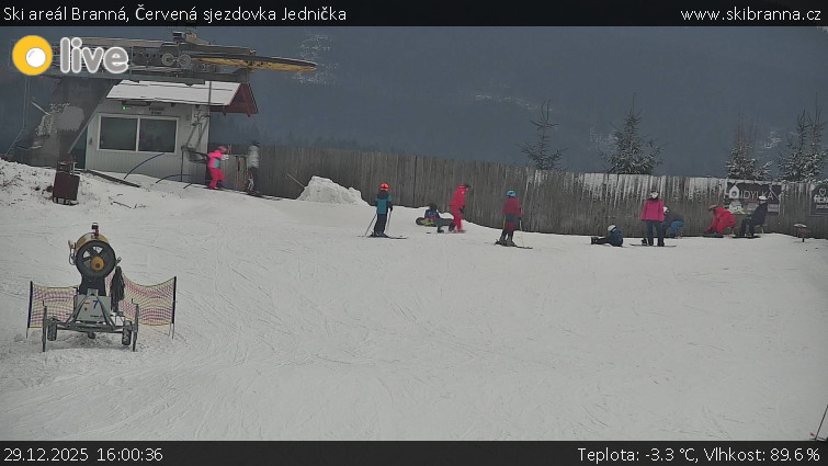 Ski areál Branná - Červená sjezdovka Jednička - 29.12.2025 v 16:00
