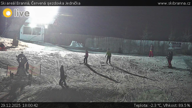 Ski areál Branná - Červená sjezdovka Jednička - 29.12.2025 v 18:00