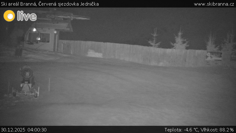 Ski areál Branná - Červená sjezdovka Jednička - 30.12.2025 v 04:00