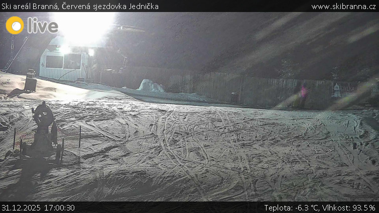 Ski areál Branná - Červená sjezdovka Jednička - 31.12.2025 v 17:00