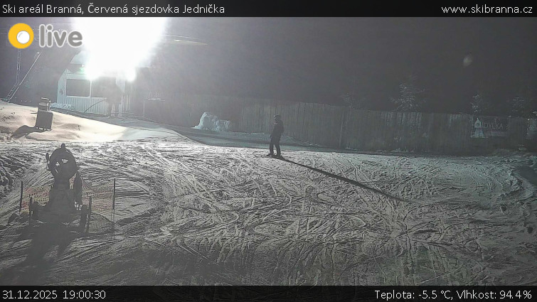 Ski areál Branná - Červená sjezdovka Jednička - 31.12.2025 v 19:00