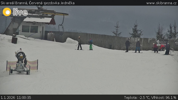 Ski areál Branná - Červená sjezdovka Jednička - 1.1.2026 v 11:00