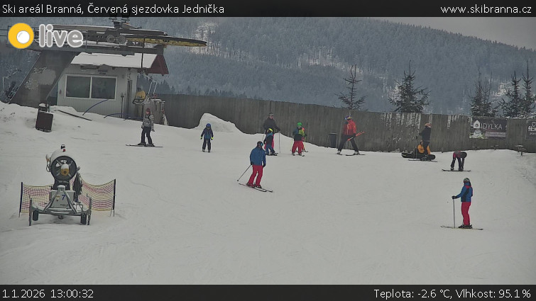 Ski areál Branná - Červená sjezdovka Jednička - 1.1.2026 v 13:00