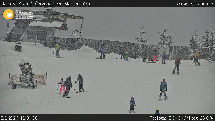 Ski areál Branná - Červená sjezdovka Jednička - 2.1.2026 v 12:00