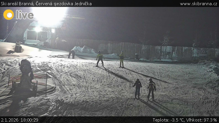 Ski areál Branná - Červená sjezdovka Jednička - 2.1.2026 v 18:00