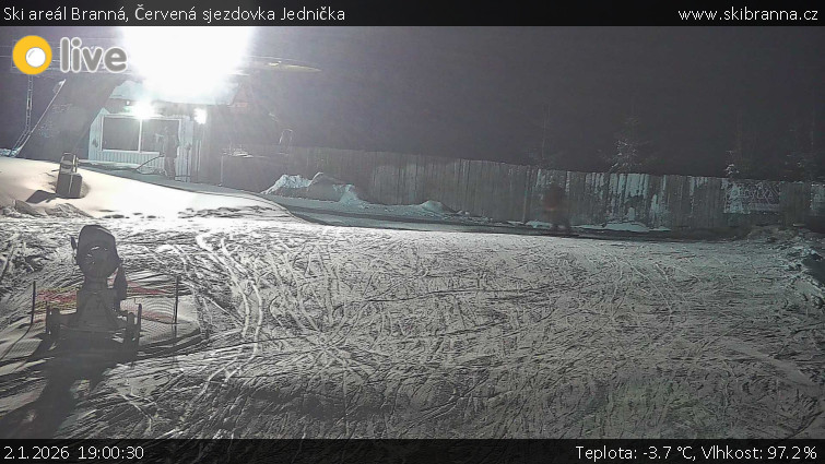 Ski areál Branná - Červená sjezdovka Jednička - 2.1.2026 v 19:00