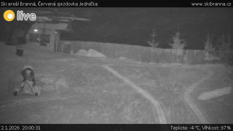Ski areál Branná - Červená sjezdovka Jednička - 2.1.2026 v 20:00