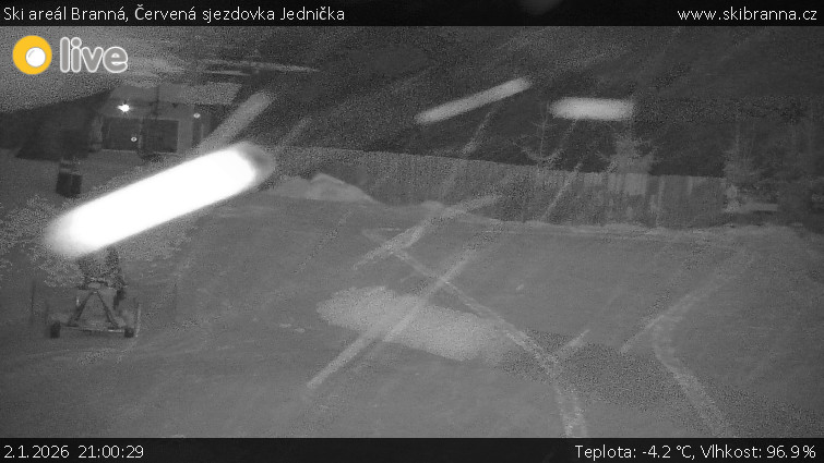 Ski areál Branná - Červená sjezdovka Jednička - 2.1.2026 v 21:00