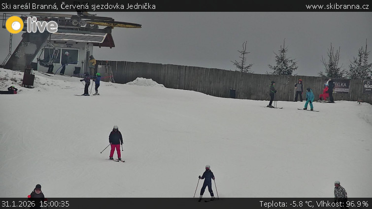 Ski areál Branná - Červená sjezdovka Jednička - 31.1.2026 v 15:00