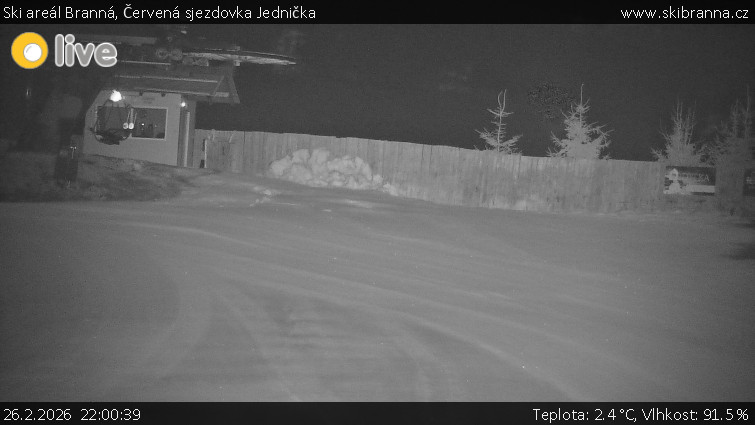 Ski areál Branná - Červená sjezdovka Jednička - 26.2.2026 v 22:00