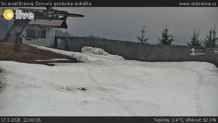 Ski areál Branná - Červená sjezdovka Jednička - 17.3.2026 v 12:00