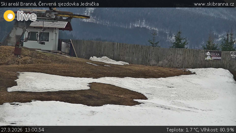 Ski areál Branná - Červená sjezdovka Jednička - 27.3.2026 v 13:00