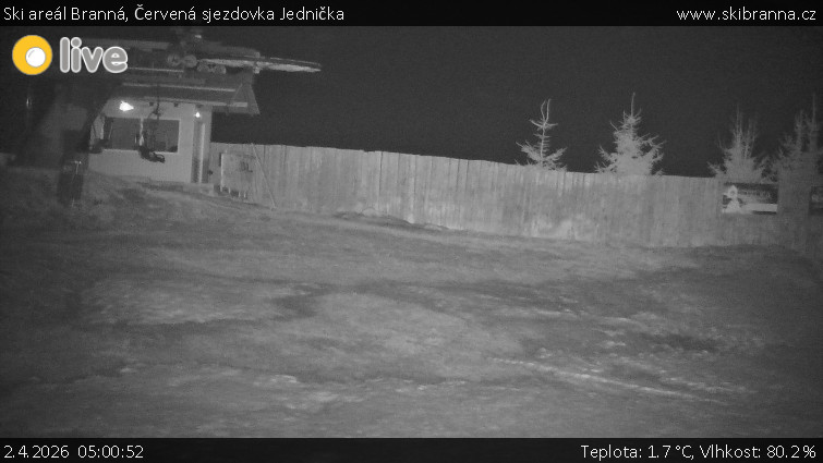 Ski areál Branná - Červená sjezdovka Jednička - 2.4.2026 v 05:00