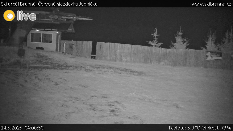 Ski areál Branná - Červená sjezdovka Jednička - 14.5.2026 v 04:00