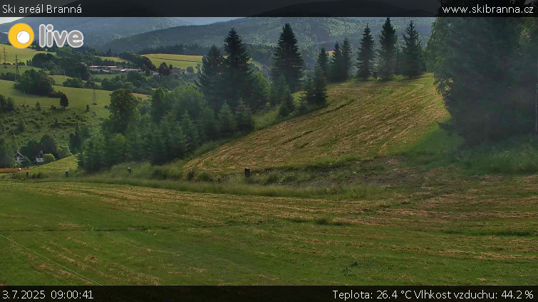 Ski areál Branná - Ski Branná - horní kamera - 3.7.2025 v 09:00