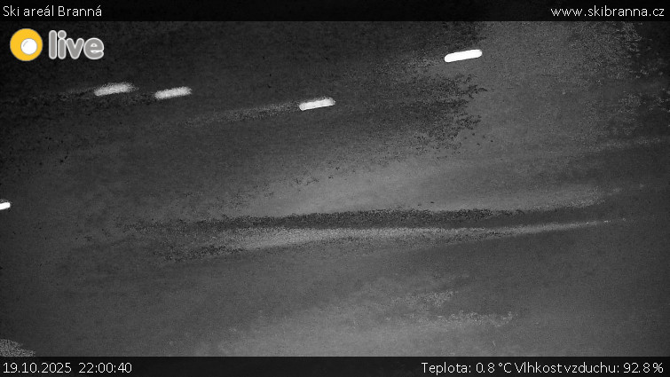 Ski areál Branná - Ski Branná - horní kamera - 19.10.2025 v 22:00 Ski areál Branná - Ski Branná - horní kamera - 19.10.2025 v 22:00