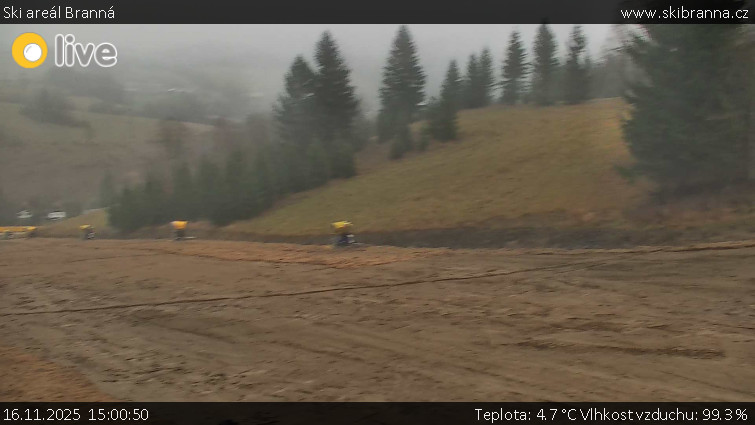 Ski areál Branná - Ski Branná - horní kamera - 16.11.2025 v 15:00