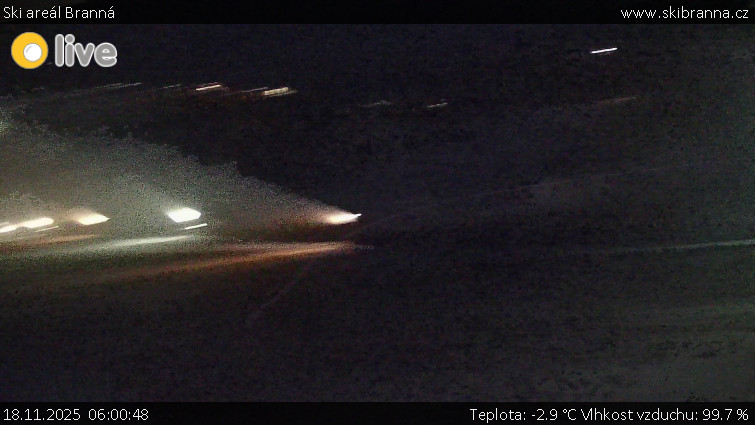 Ski areál Branná - Ski Branná - horní kamera - 18.11.2025 v 06:00