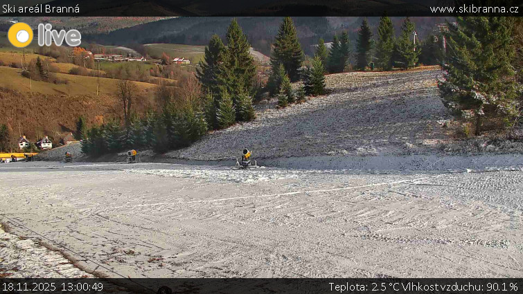 Ski areál Branná - Ski Branná - horní kamera - 18.11.2025 v 13:00