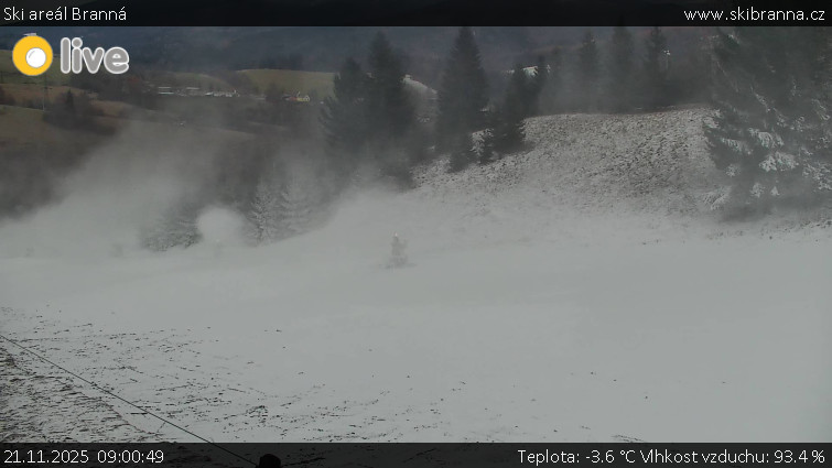 Ski areál Branná - Ski Branná - horní kamera - 21.11.2025 v 09:00