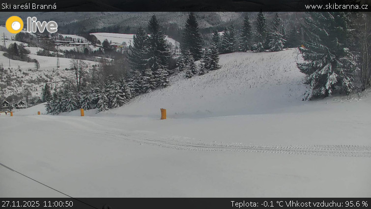 Ski areál Branná - Ski Branná - horní kamera - 27.11.2025 v 11:00