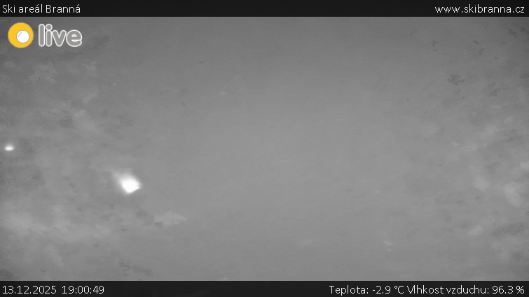 Ski areál Branná - Ski Branná - horní kamera - 13.12.2025 v 19:00