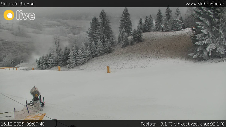 Ski areál Branná - Ski Branná - horní kamera - 16.12.2025 v 09:00