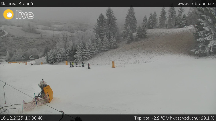 Ski areál Branná - Ski Branná - horní kamera - 16.12.2025 v 10:00