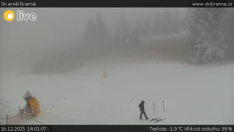 Ski areál Branná - Ski Branná - horní kamera - 16.12.2025 v 14:01