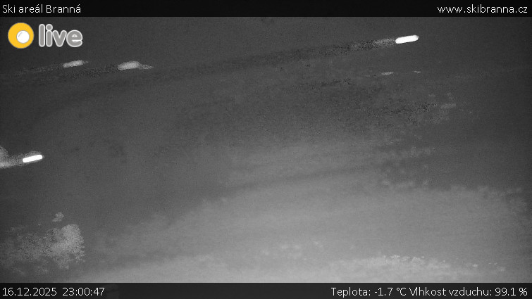 Ski areál Branná - Ski Branná - horní kamera - 16.12.2025 v 23:00