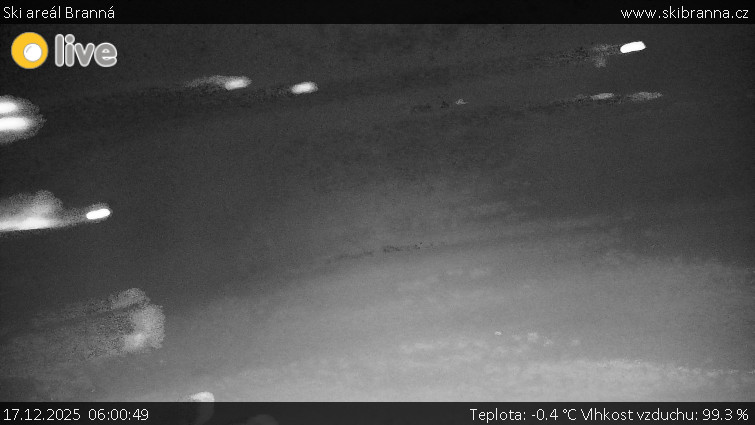 Ski areál Branná - Ski Branná - horní kamera - 17.12.2025 v 06:00