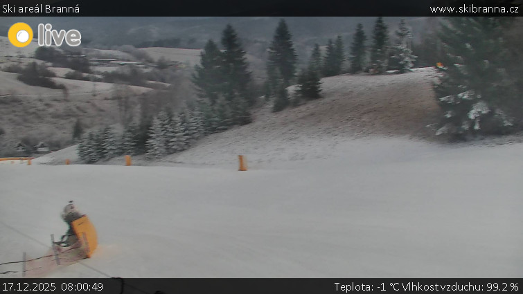 Ski areál Branná - Ski Branná - horní kamera - 17.12.2025 v 08:00