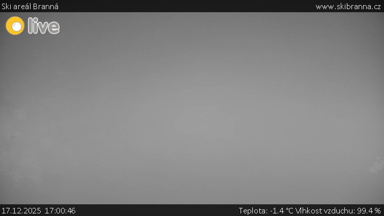 Ski areál Branná - Ski Branná - horní kamera - 17.12.2025 v 17:00
