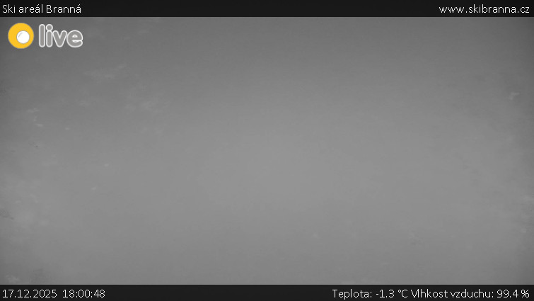 Ski areál Branná - Ski Branná - horní kamera - 17.12.2025 v 18:00