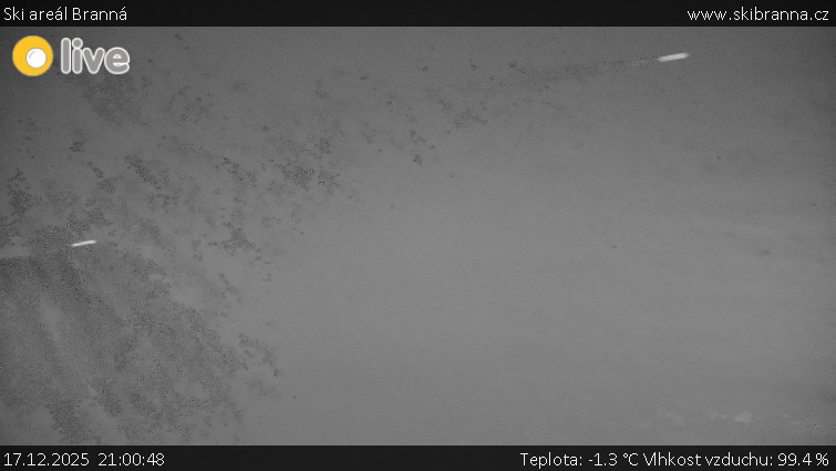 Ski areál Branná - Ski Branná - horní kamera - 17.12.2025 v 21:00