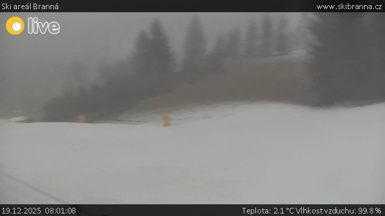 Ski areál Branná - Ski Branná - horní kamera - 19.12.2025 v 08:01