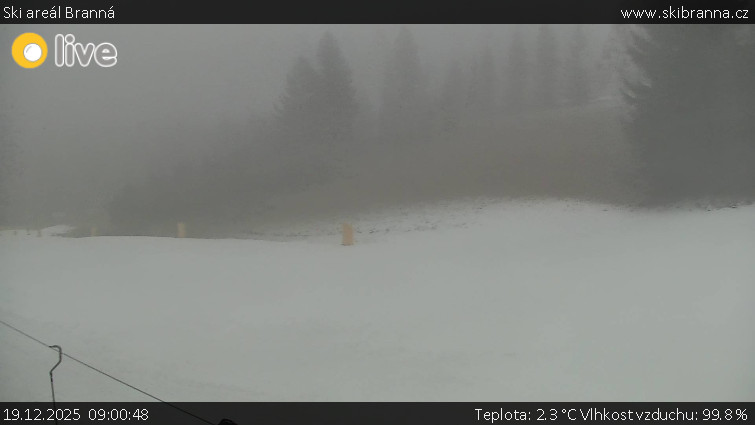 Ski areál Branná - Ski Branná - horní kamera - 19.12.2025 v 09:00