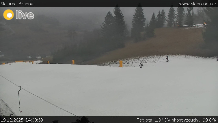Ski areál Branná - Ski Branná - horní kamera - 19.12.2025 v 14:00