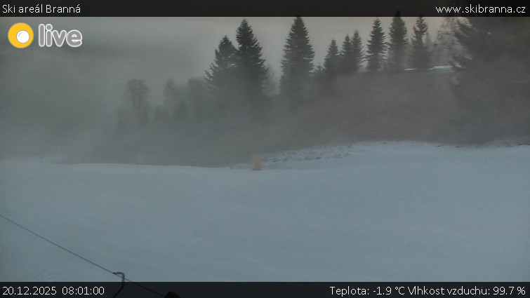Ski areál Branná - Ski Branná - horní kamera - 20.12.2025 v 08:01