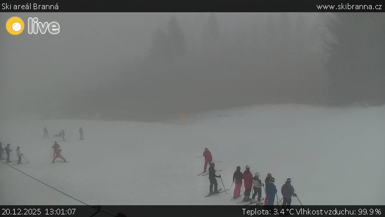Ski areál Branná - Ski Branná - horní kamera - 20.12.2025 v 13:01