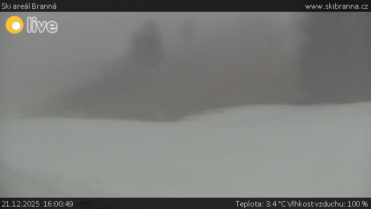 Ski areál Branná - Ski Branná - horní kamera - 21.12.2025 v 16:00