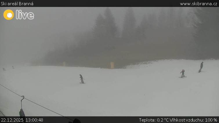 Ski areál Branná - Ski Branná - horní kamera - 22.12.2025 v 13:00