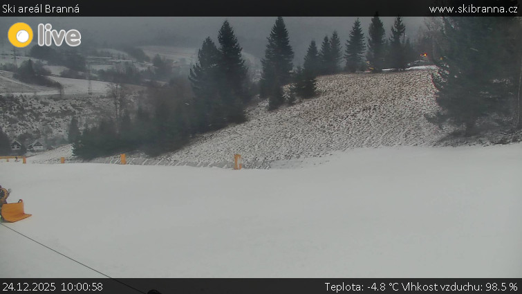 Ski areál Branná - Ski Branná - horní kamera - 24.12.2025 v 10:00