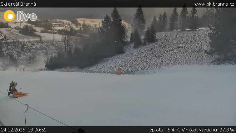 Ski areál Branná - Ski Branná - horní kamera - 24.12.2025 v 13:00