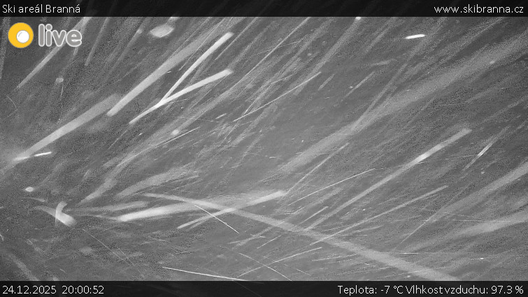 Ski areál Branná - Ski Branná - horní kamera - 24.12.2025 v 20:00